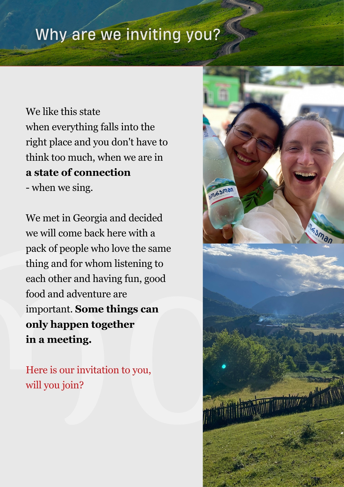 Invitation for the singing trip